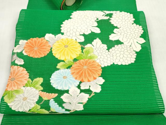 平和屋着物＊夏物 西陣 河村織物 河村つづれ 名古屋帯 帯反物 花丸文 金銀糸 証紙付き 逸品 未使用 DABD7888zzz
