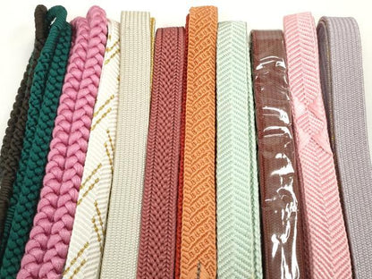 平和屋着物●和装小物　帯締め10本セット　礼装用　手組紐　堅牢草木染　高麗組　笹浪組　金糸　逸品　未使用　DABD7912zzz