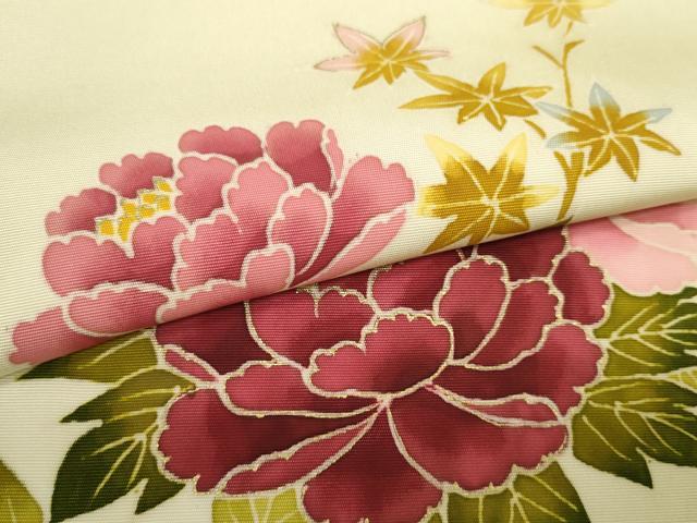 平和屋着物●本加賀友禅作家　井波勝男　塩瀬　名古屋帯　帯反物　草花文　金彩　伊勢丹扱い　逸品　未使用　DABD7930zzz