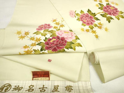 平和屋着物●本加賀友禅作家　井波勝男　塩瀬　名古屋帯　帯反物　草花文　金彩　伊勢丹扱い　逸品　未使用　DABD7930zzz