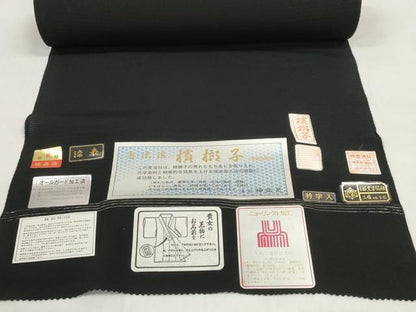 平和屋着物＊夏物 黒紋付 黒反物 着尺 駒絽 五泉 憲法染 檳榔子 神路黒 逸品 未使用 DABD7931zzz