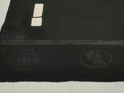 平和屋着物＊夏物 黒紋付 黒反物 着尺 駒絽 五泉 憲法染 檳榔子 神路黒 逸品 未使用 DABD7931zzz