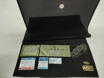 平和屋着物＊夏物 黒紋付 黒反物 着尺 絽 深泥黒 逸品 未使用 DABD7933zzz