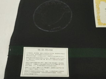 平和屋着物＊夏物 黒紋付 黒反物 着尺 駒絽 逸品 未使用 DABD7935zzz