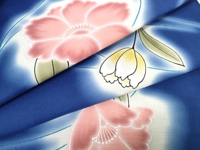 平和屋着物＊夏物　浴衣　反物　着尺　草花文　ラメ　綿　未使用　DABD7962zzz