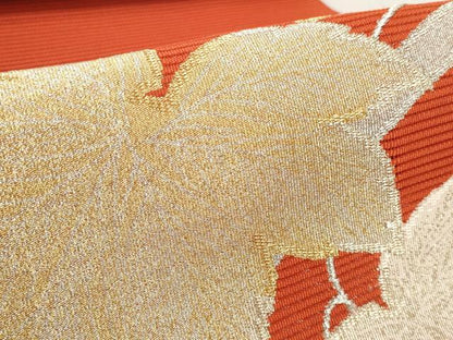 平和屋着物＊夏物　西陣　京の名門　じゅらく謹製　名古屋帯　帯反物　絽綴れ　蔦の葉文　金糸　証紙付き　逸品　未使用　DABD7981zzz