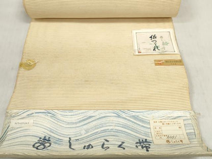 平和屋着物＊夏物　西陣　京の名門　じゅらく謹製　名古屋帯　帯反物　絽綴れ　蔦の葉文　金糸　証紙付き　未使用　DABD7982zzz