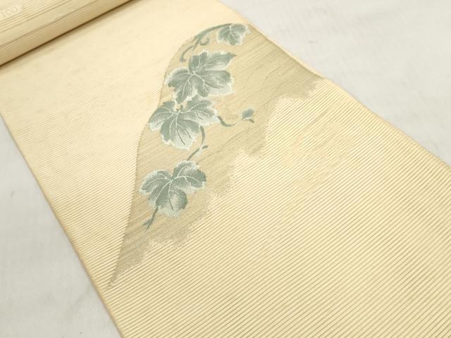 平和屋着物＊夏物　西陣　京の名門　じゅらく謹製　名古屋帯　帯反物　絽綴れ　蔦の葉文　金糸　証紙付き　未使用　DABD7982zzz