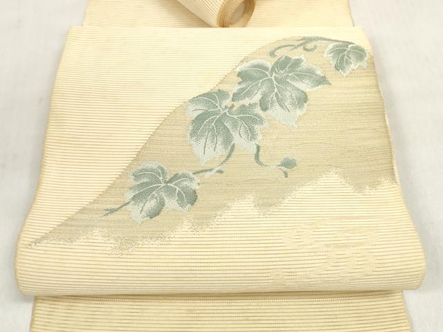 平和屋着物＊夏物　西陣　京の名門　じゅらく謹製　名古屋帯　帯反物　絽綴れ　蔦の葉文　金糸　証紙付き　未使用　DABD7982zzz