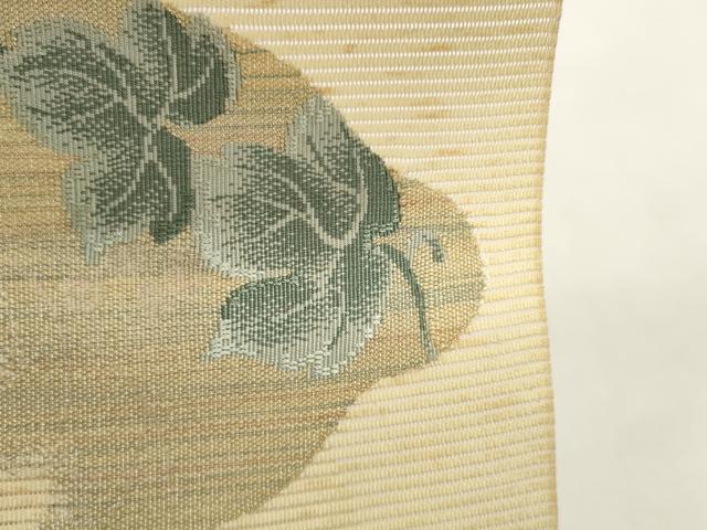 平和屋着物＊夏物　西陣　京の名門　じゅらく謹製　名古屋帯　帯反物　絽綴れ　蔦の葉文　金糸　証紙付き　未使用　DABD7982zzz