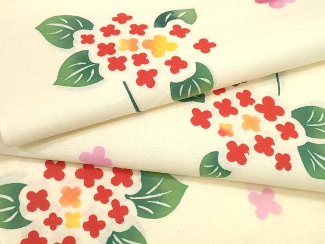平和屋着物＊夏物　竺仙鑑製　浴衣　反物　着尺　紫陽花　アジサイ　証紙付き　綿　逸品　未使用　DABD7999zzz