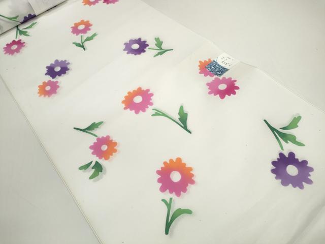平和屋着物＊夏物　竺仙鑑製　浴衣　反物　着尺　草花文　証紙付き　綿　逸品　未使用　DABD8002zzz