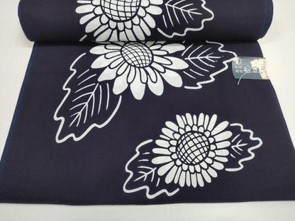 平和屋着物＊夏物　竺仙鑑製　浴衣　反物　着尺　向日葵　ひまわり　証紙付き　綿　逸品　未使用　DABD8007zzz