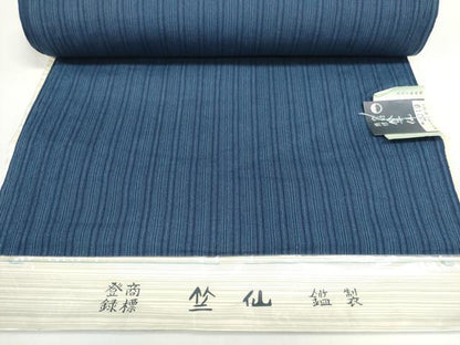 平和屋着物＊夏物　竺仙鑑製　浴衣　反物　着尺　間道　証紙付き　綿　逸品　未使用　DABD8010zzz