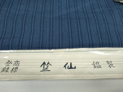 平和屋着物＊夏物　竺仙鑑製　浴衣　反物　着尺　間道　証紙付き　綿　逸品　未使用　DABD8010zzz