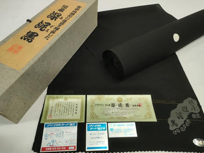 平和屋着物＊夏物　黒紋付　黒反物　着尺　駒絽　深泥黒　箱付き　逸品　未使用　DABD8019zzz