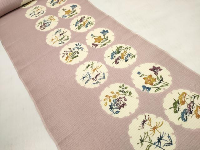 平和屋着物＊夏物　人間国宝 芹沢圭介一番弟子 下平清人　名古屋帯 帯反物 絽縮緬 型絵染 雪輪花 伊と幸 証紙付き 逸品 未使用 DABD8028zzz