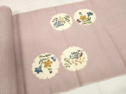 平和屋着物＊夏物　人間国宝 芹沢圭介一番弟子 下平清人　名古屋帯 帯反物 絽縮緬 型絵染 雪輪花 伊と幸 証紙付き 逸品 未使用 DABD8028zzz