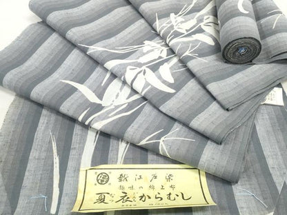 平和屋着物＊夏物　浴衣　反物　着尺　新江戸染　夏衣からむし　草花文　綿　未使用　DABD8043zzz