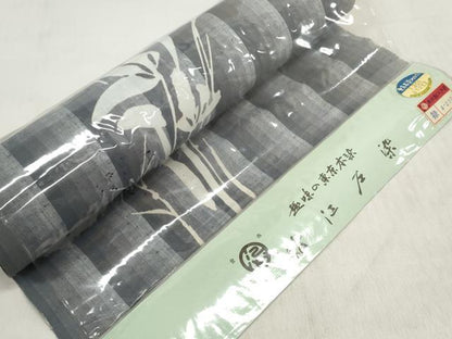 平和屋着物＊夏物　浴衣　反物　着尺　新江戸染　夏衣からむし　草花文　綿　未使用　DABD8043zzz