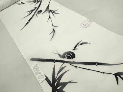 平和屋着物＊夏物　浴衣　反物　着尺　四季の花本染　笹竹に蝸牛 カタツムリ　綿　未使用　DABD8044zzz