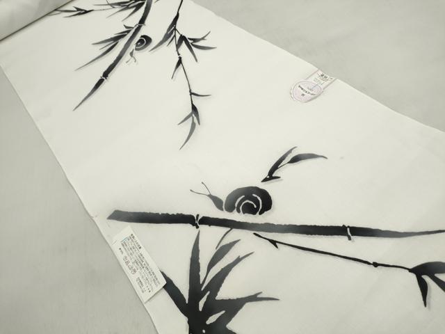 平和屋着物＊夏物　浴衣　反物　着尺　四季の花本染　笹竹に蝸牛 カタツムリ　綿　未使用　DABD8044zzz