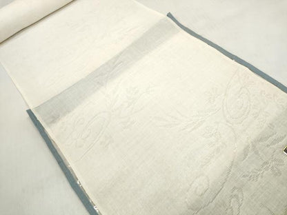 平和屋着物＊夏物　長襦袢　反物　着尺　草花唐草紋紗　生成り色　麻　逸品　未使用　DABD8049zzz