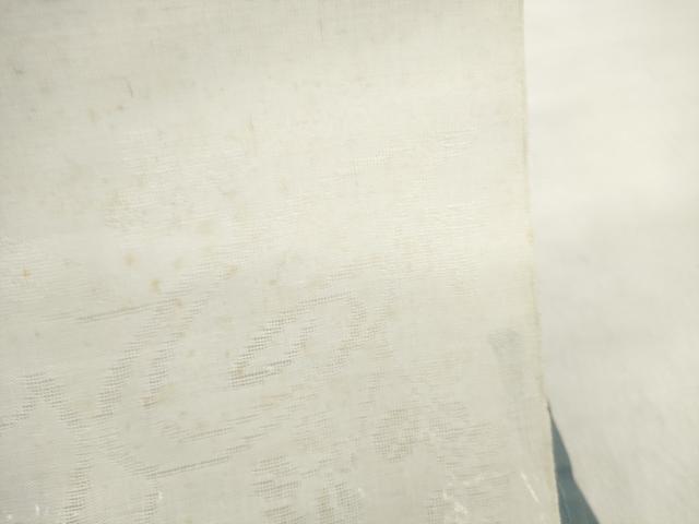 平和屋着物＊夏物　長襦袢　反物　着尺　草花唐草紋紗　生成り色　麻　逸品　未使用　DABD8049zzz