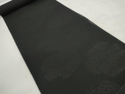 平和屋着物＊夏物　名古屋帯　帯反物　破れ花文　黒地　逸品　未使用　DABD8050zzz