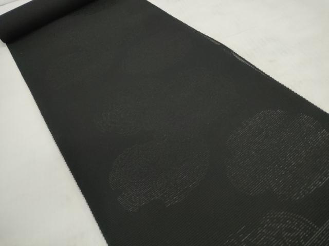 平和屋着物＊夏物　名古屋帯　帯反物　破れ花文　黒地　逸品　未使用　DABD8050zzz