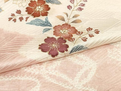 平和屋着物●創業460年・千總　付下げ　反物　着尺　刺繍　絞り　松皮菱七宝草花文　金糸　タグ付き　逸品　未使用　DABD8067zzz
