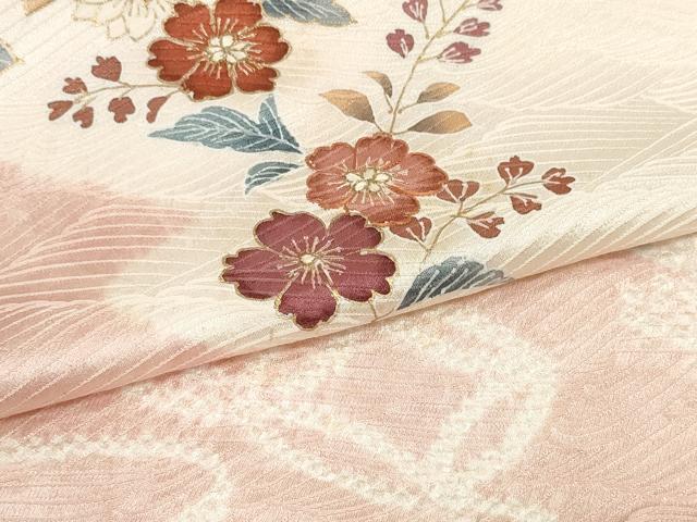 平和屋着物●創業460年・千總　付下げ　反物　着尺　刺繍　絞り　松皮菱七宝草花文　金糸　タグ付き　逸品　未使用　DABD8067zzz