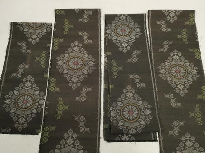 平和屋着物▼本場大島紬　解き反物　着尺　菱花文　裁断済　逸品　DABD8074zzz