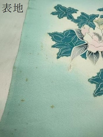 平和屋着物▼付下げ 解き反物 着尺 刺繍 草花文 暈し染め 金糸 逸品 DABD8105zzz