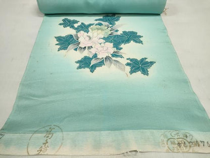 平和屋着物▼付下げ 解き反物 着尺 刺繍 草花文 暈し染め 金糸 逸品 DABD8105zzz