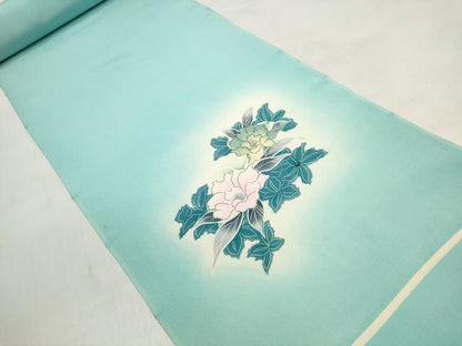 平和屋着物▼付下げ 解き反物 着尺 刺繍 草花文 暈し染め 金糸 逸品 DABD8105zzz