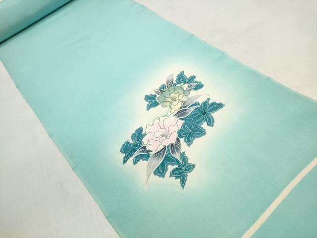 平和屋着物▼付下げ 解き反物 着尺 刺繍 草花文 暈し染め 金糸 逸品 DABD8105zzz
