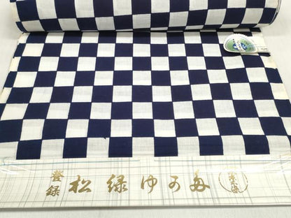 平和屋着物＊夏物　浴衣　反物　着尺　東京本染　市松文様　綿　未使用　DABD8121zzz