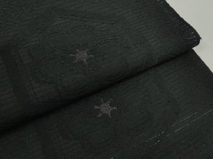 平和屋着物＊夏物　西陣　名古屋帯　帯反物　黒共帯　亀甲花文　証紙付き　逸品　未使用　DABD8123zzz