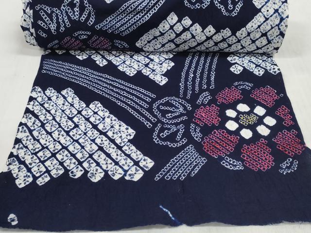 平和屋着物＊夏物　有松鳴海絞り　浴衣　反物　着尺　花繋ぎ　綿　逸品　未使用　DABD8143zzz