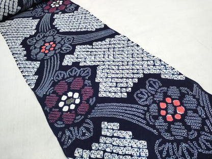 平和屋着物＊夏物　有松鳴海絞り　浴衣　反物　着尺　花繋ぎ　綿　逸品　未使用　DABD8143zzz