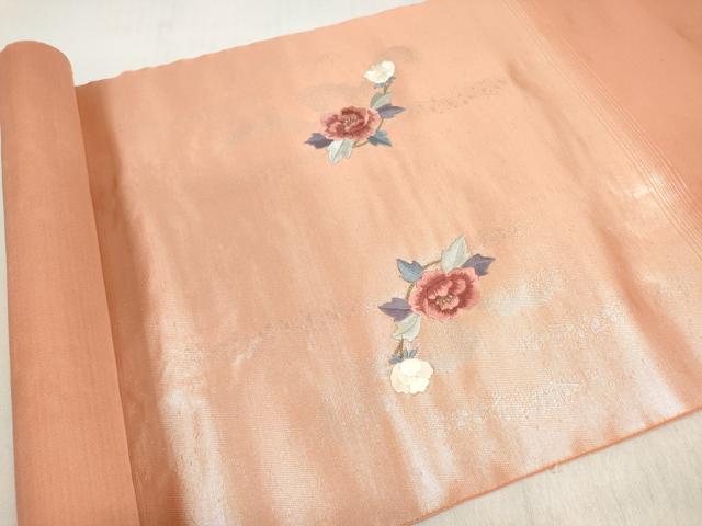 平和屋着物▼名古屋帯　帯反物　刺繍　純金箔二重織　扇面鳳凰花文　逸品　未使用　DABD8162zzz