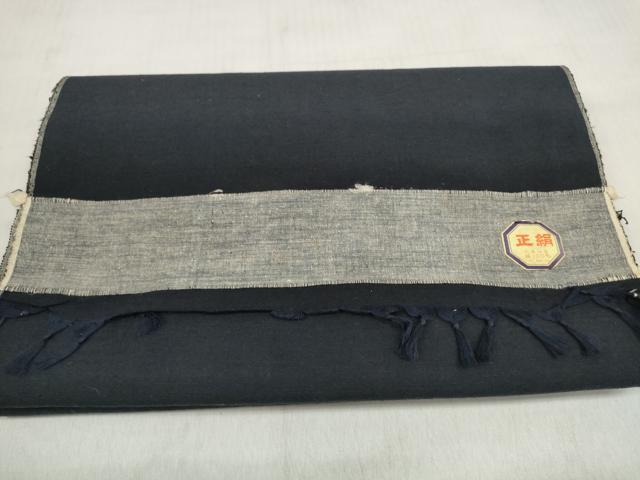 平和屋着物▼男性　紬　反物　着尺　ミッドナイトブルー色　逸品　未使用　DABD8173zzz