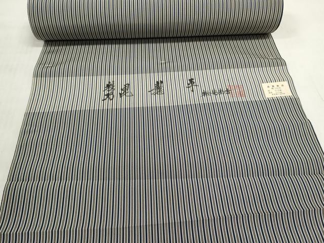 平和屋着物●男性　創業100年　毘龍織　安部吉　袴　反物　着尺　葉がくれ　縞　逸品　未使用　DABD8190zzz