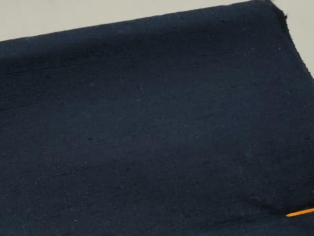 平和屋着物▼男性　武州紬　反物　着尺　アンサンブル　手織　濃藍色　証紙付き　逸品　未使用　DABD8225zzz