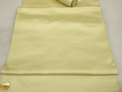 平和屋着物●西陣　川島織物セルコン謹製　名古屋帯　帯反物　石目文　淡黄色　証紙付き　逸品　未使用　DABD8228zzz