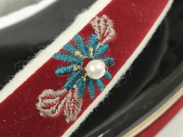 平和屋着物▼和装小物 和装草履 刺繍 ベロア 菊 パール付き 逸品 DABD8246zzz
