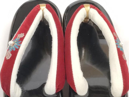平和屋着物▼和装小物 和装草履 刺繍 ベロア 菊 パール付き 逸品 DABD8250zzz