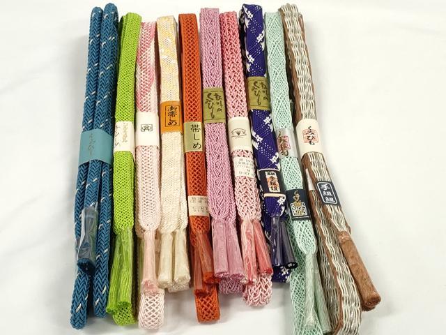 平和屋着物＊夏物　和装小物　帯締め10本セット　レース織　手組紐　組紐　銀糸　逸品　未使用　DABD8280zzz