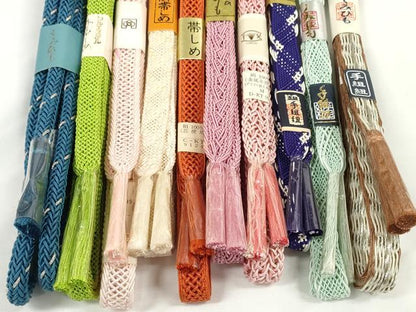 平和屋着物＊夏物　和装小物　帯締め10本セット　レース織　手組紐　組紐　銀糸　逸品　未使用　DABD8280zzz